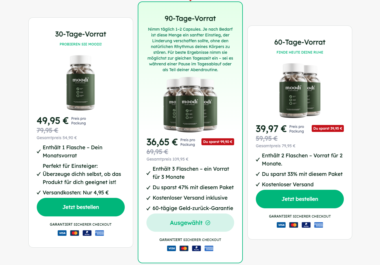 Moodi CBD-Kapseln Preis